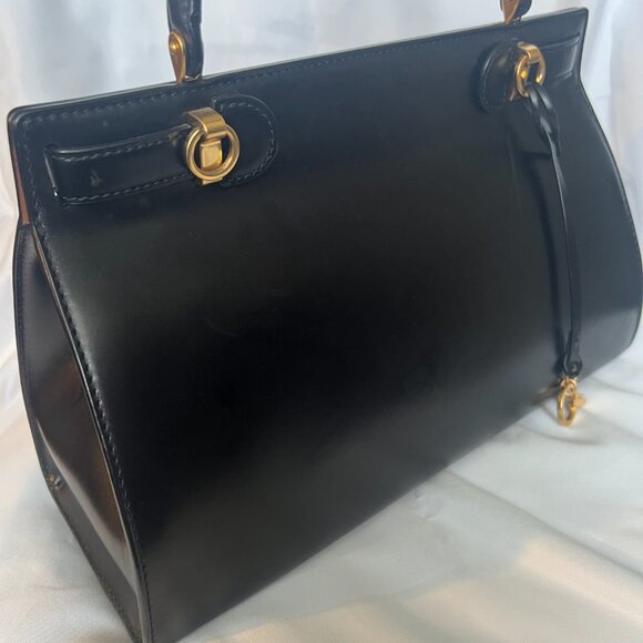 Authentic Tory Burch Lee Radziwill Black Leather Satchel Bag with Dust Bag - Picture 3 of 11